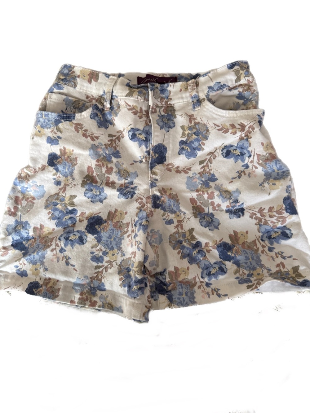 Vintage 90s Gloria Vanderbilt high waist Floral Denim Shorts size 6 Cottagecore